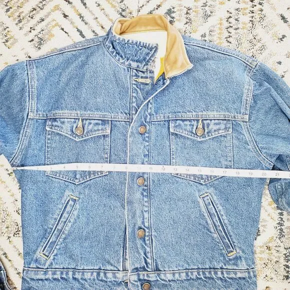 Schaefer LEGEND DENIM JACKET FLEECE LINING Blanket Jean Jacket Mens SZ Small - Picture 6 of 14
